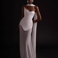 Elegant High Elasticity Mesh Long Skirt Evening Dress Women's Gown Fashionable Wrap Style Bodycon Design Knitted Fabric