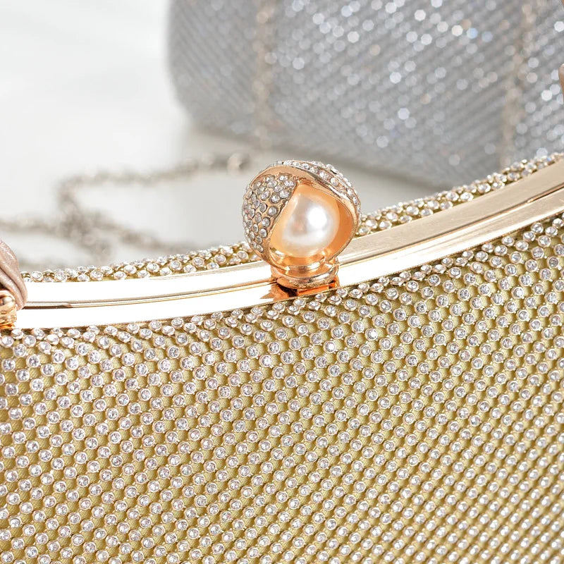 Stylish Simple Sparkling Full Diamond Handbag Temperament Shoulder Sparkling Diamond Crossbody - Simple Yet Stylish Banquet Bag