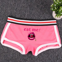 Fashion Girls Boxer EAT ME Cherry In The Mouth Cotton Underwear Sexy Boys shorts for Women Ladies Shorts Comfortable Home Panties