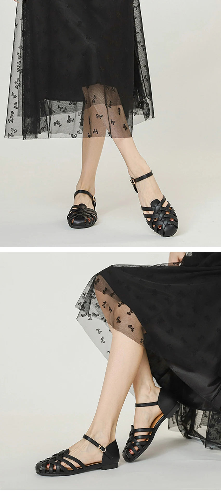Luxury designer sandals Hollow Low-heeled Closed-toe Sandals for Women for Summer Outdoor Wear Roman Shoes
