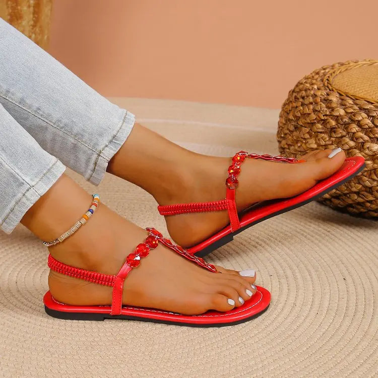 Sandals Summer Elastic Strap Casual Women's Sandals Fashionable Flat Soft Comfortable Slide for Women