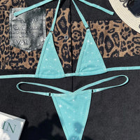 Shiny PU Leather Extreme Mini Micro String Bikini Female Swimsuit Women Swimwear Two-pieces Bikini set Halter Bathing Suit Swim