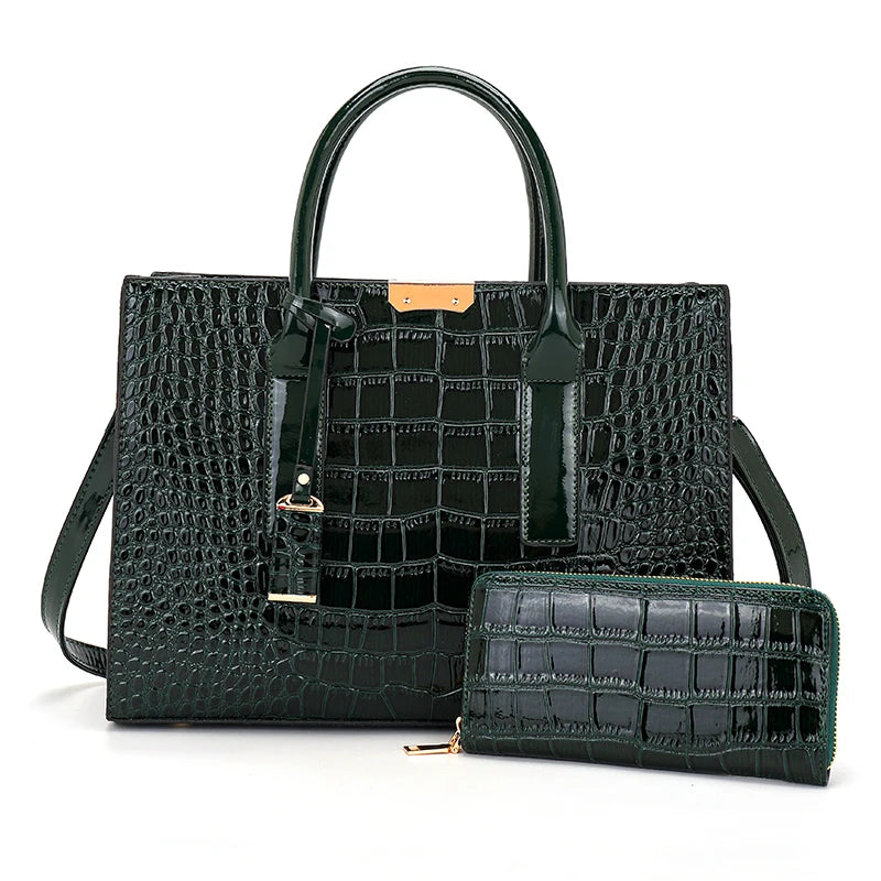 Luxury Handbags Alligator Designer PU Patent Leather Crossbody Bag For Women Tote Retro Ladies Messegner Shoulder Bags Bolsa Sac