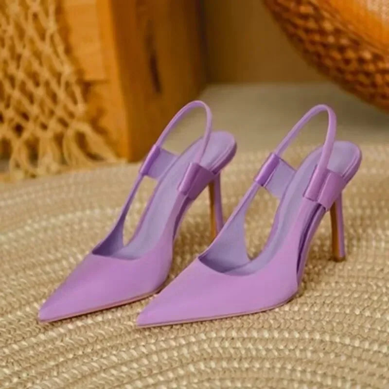 Women Sling back Sandals Pointed Toe Slip on Thin High Heel Ladies Elegant Pumps Shoes Sandals