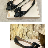 Soft Bottom Flat Casual Women's Shoes Butterfly Knot Slip-On Simple Design Shoes  Synthetic Leather