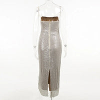 Strap Bead Glitter Dress for Women Hot Girl Sexy Long Dress Kaftan Style Summer Long Dress