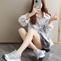 Respirable Thick Bottom Dad Shoes for Women in All Seasons Breathable Fashionable Flat Heel Anti-Odor Casual Footwear