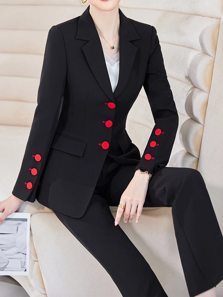 Fashion Blazer Jacket And Pant Suit Women Female Office Ladies Business Work Wear Formal 2 Piece Set