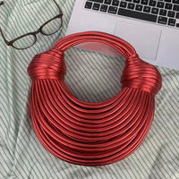 Fashionable Hand-Knitted Noodle Bag Women's Shoulder Bag Urban Minimalist Style Dumpling Bag Versatile Knot Design PU Material