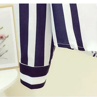 Office Lady Turn-down Collar Straight Loose Button Dress Shirts Blue Striped Long Sleeve Blouses Spring Thin Women's Clothing