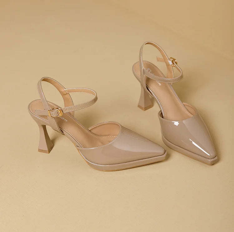 High Heels Sandals Women Fashion Solid Color Heels Sandals Pointed Toe Stiletto Ladies Commuting Single Shoes