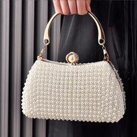 Elegant Pearl Evening Bags For Women Luxury Vintage Dinner Bags Party Wedding Clutch Chain Pearl Purse Handbags