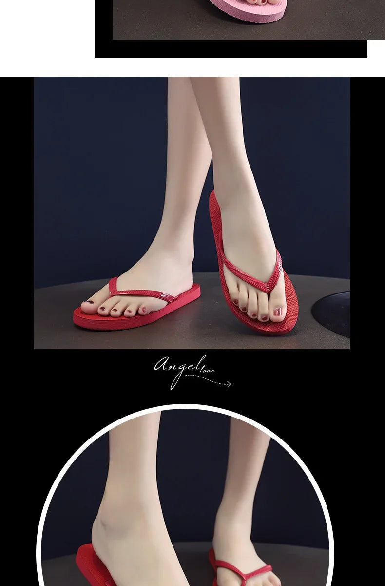 Solid Color Non-slip Leisure Couple Slippers Women Summer Beach Slippers Outdoor Women Flip Flops Breathable Beach Sandals Women