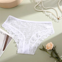 Women's Lace Panties Sexy Perspective Underwear Seamless Hollow Out Briefs Female Low Rise Floral Transparent Soft Lingerie