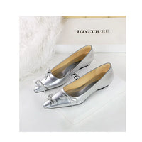 Pointed End Low Heeled Shoes Women Wedges Bowknot Low Heels Pumps Elegant Banquet Shoe Kitten Heels Ladies Shoes