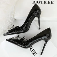 Stilettos Women Pumps Pointed Shoes Lady Heels Bowknot Design Rhinestone High Heels Female Shoes Sexy Party Shoes