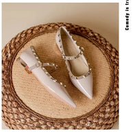Elegant French Style Cropped Studded Flat Bottom Sandals Women's Summer Tweed Pattern Medial Vacancy Pointe Roman Design