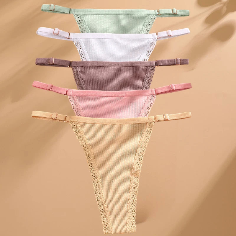 Sexy G-string Panties Cotton Women's Underwear  Adjustable Waist Girl Female Panties Bikini Lady Thongs Lingerie