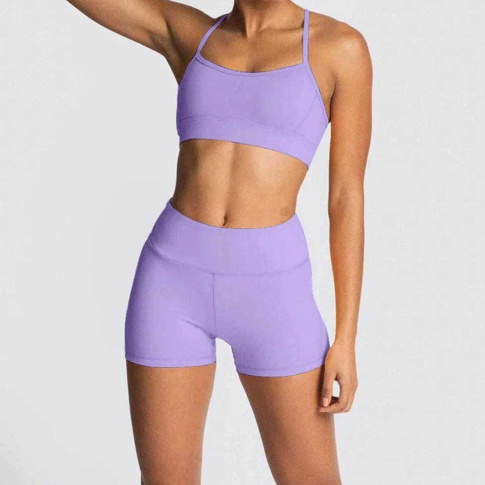Seamless Yoga Two-piece Set Running Bra Shorts Sports Underwear Beauty Back Fitness Gym 2-piece Short Suit