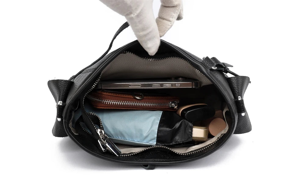 Soft Genuine Leather Crossbody Bag Women Fashion Shoulder Bag Large Capacity Handbag and Purse Ladies Cow hide Messenger Bag