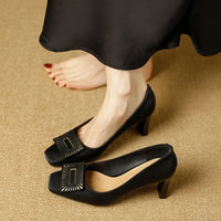 Square Toe Comfort Soft Office Shoes Daily Outdoors Women Shoes 7CM Thick High Heels Shallow Mouth Fashion Party Shoes