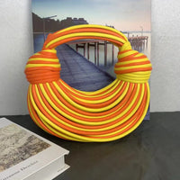 Fashionable Hand-Knitted Noodle Bag Women's Shoulder Bag Urban Minimalist Style Dumpling Bag Versatile Knot Design PU Material