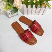 Fashion Design Slippers Outdoor Leisure Versatile And Comfortable Luxury Brand Simple Flat Bottom Square Head Slippers