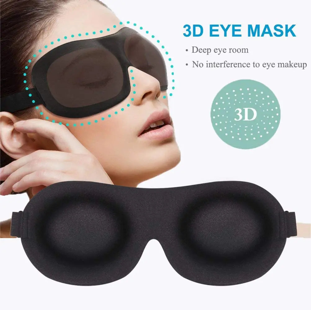 Sleep Mask 3D Contoured Blackout Eye Mask for Sleeping with Adjustable Strap Soft Night Blindfold Eye Shades for Naps