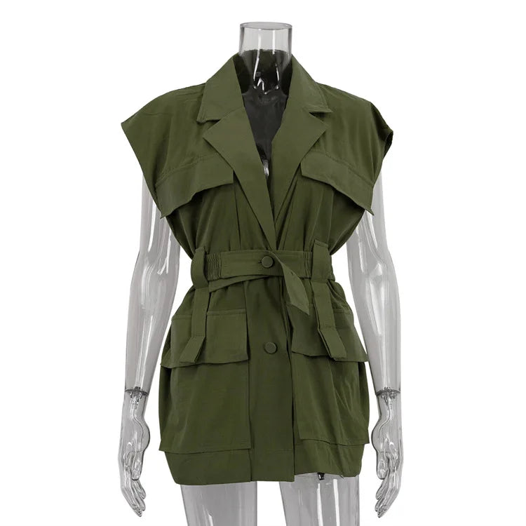 Fashion Loose Cotton Women's Shirt Elegant Lapel Sleeveless Shirts Casual Classic Solid Clothing Shirts for Women Tops