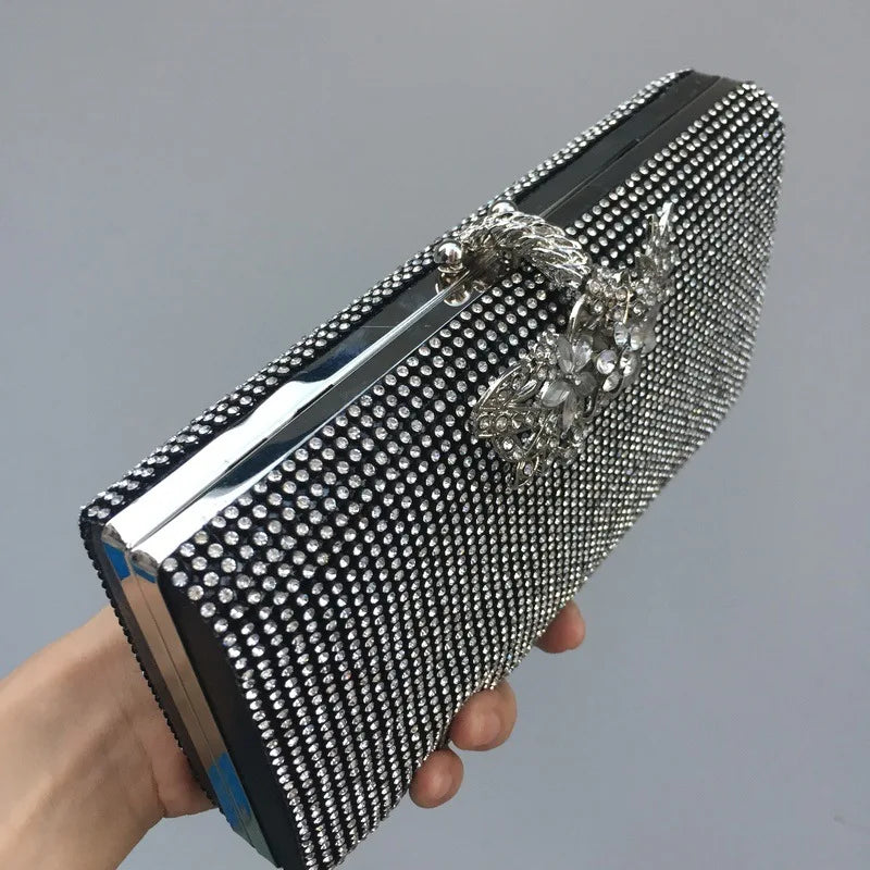 Diamond Encrusted Dinner Bag And Clutch, Square Hard Box Fully Lined With Diamonds.