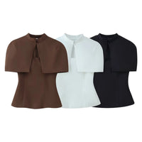 Fashionable French Style Two-Piece Set with off shoulder Top And Elegant Cape Lady Top Summer Casual Outfit for Young Women