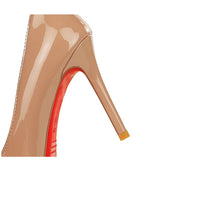 Banquet Pointed High Heels, Shallow Metal Rhinestone Thin Heel Patent Leather High Heels