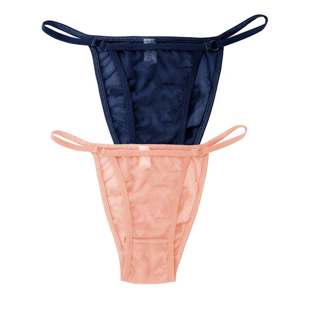 2PC Lace Thongs Panties Women Underwear Sexy Thongs Woman Low Waist Solid Underwear Seamless Female Underpants Lingerie