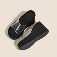 Thick Heel Platform Sandals Women's Summer Casual round Head PVC Material Beach Slippers Transparent Strap Casual Slip-On Shoes
