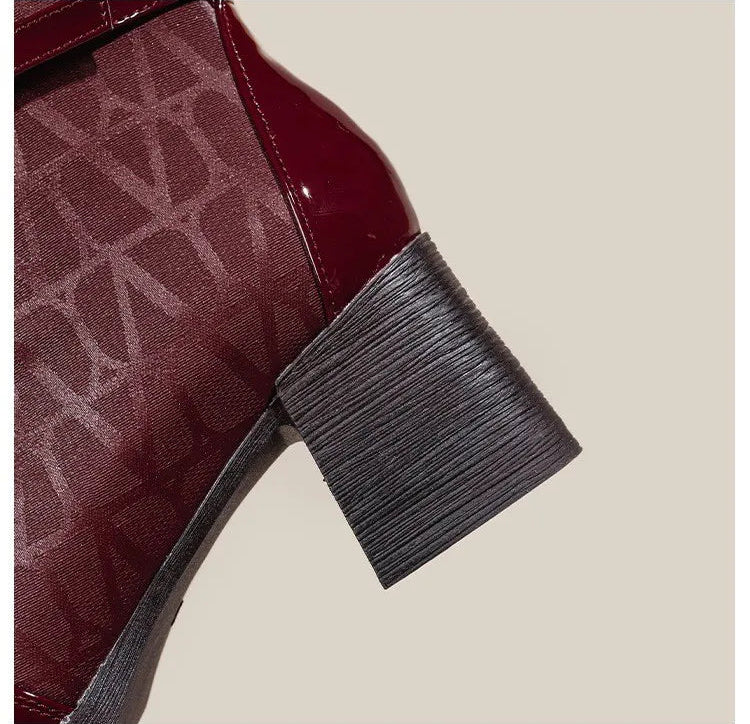 Women's Side Zipper Boot High Heel Short Boot Winter Mid-Calf Boot Chinese Style National Wedding Boot