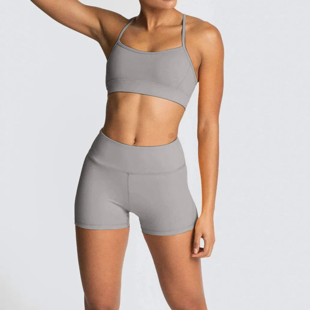 Seamless Yoga Two-piece Set Running Bra Shorts Sports Underwear Beauty Back Fitness Gym 2-piece Short Suit