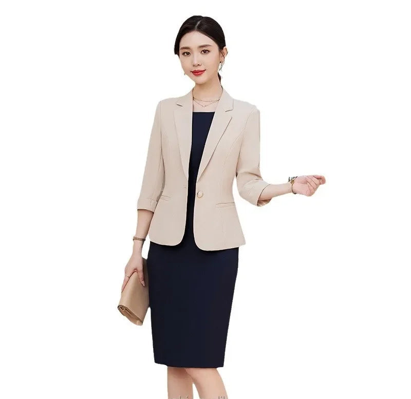 High Quality Women's Two Piece Set Office Work Dress Sleeveless Jacket Short Outerwear Fashionable And Comfortable for Office