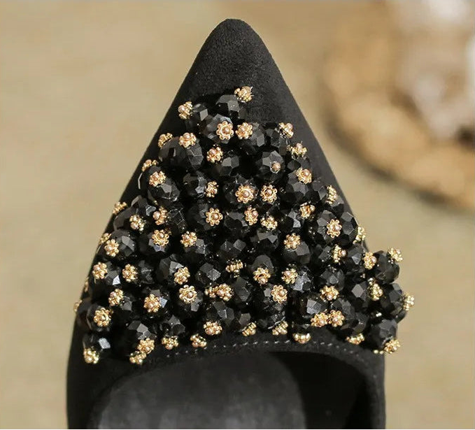 Pointed Toe Thin Heel High Heels Rhinestone Slip-On Commuter Women's Shoes