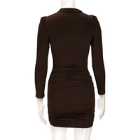 Sexy Slim-fitting Long-sleeved Dress, Bubble-sleeved Medium and Long Women's Bodycon Dresses