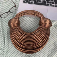 Fashionable Hand-Knitted Noodle Bag Women's Shoulder Bag Urban Minimalist Style Dumpling Bag Versatile Knot Design PU Material