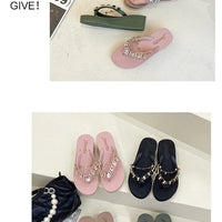 Women Slippers Fashion Summer New Water Diamond Flip Flops Women Outwear Thick Sole Slope Heels Beach Vacation Slippers