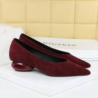 Retro Pointed Toe Suede Low Heel Shoes Shallow Mouth Hollow Heel Pedicure Shoe Daily Versatile Temperament Women's Shoes