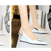 Spring Candy Fashion Pointed Toe Women Pumps Sling back Wedges High Heels Party Prom Mules Shoes