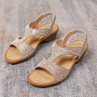 Bohemian Water Diamond Slope Heel Sandals Casual Outdoor Wear Retro Style Synthetic Material Comfortable Commuting Versatile
