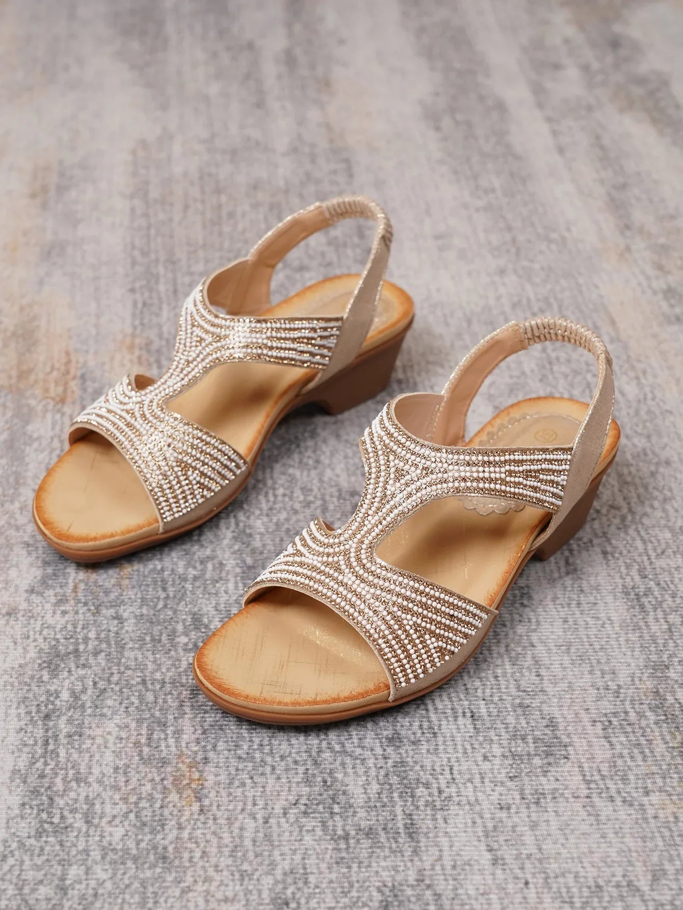 Bohemian Water Diamond Slope Heel Sandals Casual Outdoor Wear Retro Style Synthetic Material Comfortable Commuting Versatile