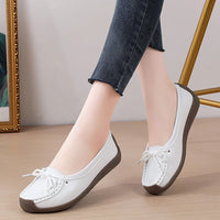 Luxury Shoes Cow tendon sole Women's Flats Anti slip shallow mouth soft soled shoes Solid color lace up