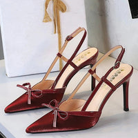 Bow Slim Heels High-End Women's Without Being Tired From Behind The Feet And Tripping Women's Singles Shoes