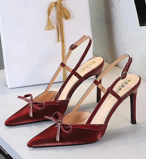 Bow Slim Heels High-End Women's Without Being Tired From Behind The Feet And Tripping Women's Singles Shoes