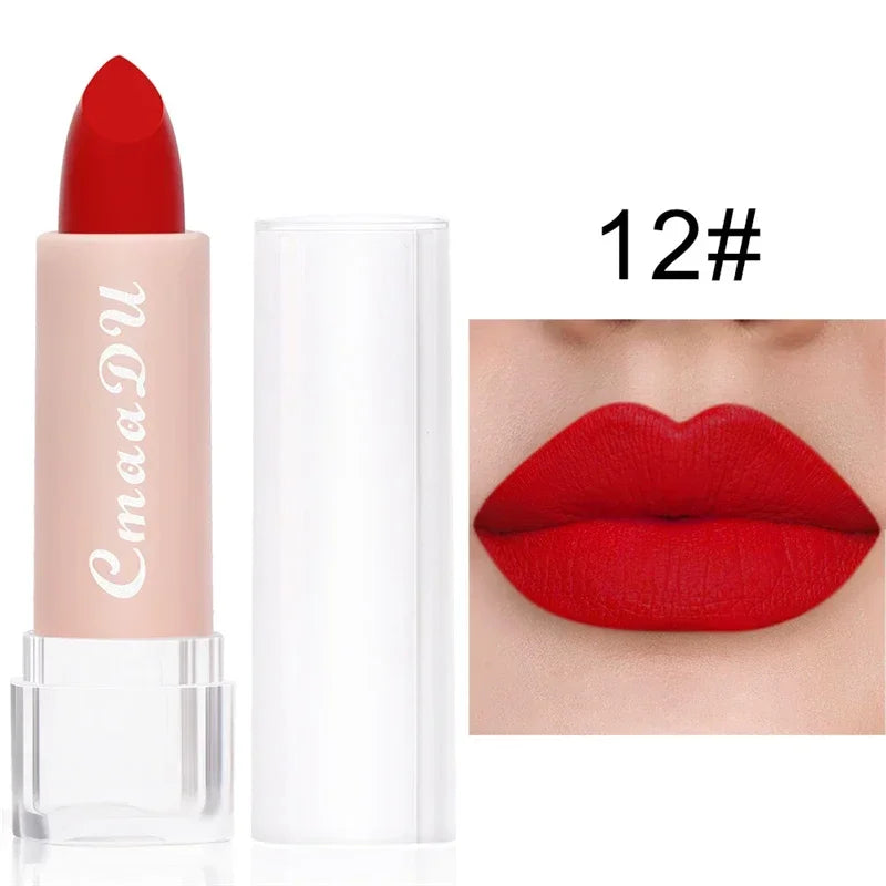 Woman Sexy 15Colors Velvet Matte Lipstick Lip gloss Tint for Lips Long Lasting Waterproof Non-stick Cup Lip Cosmetics Lip Make Up
