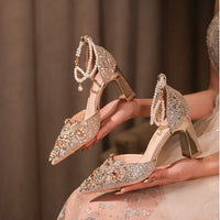 Crystal Women Wedding Shoes Rhinestone High Heels Ankle Strap Stilettos Women Crystal Party Dress Sandals